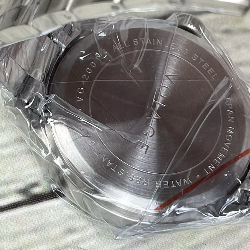 Voiage Men's Silver Stainless Steel Analog Dial Quartz Watch Red Dial VG-2001-55